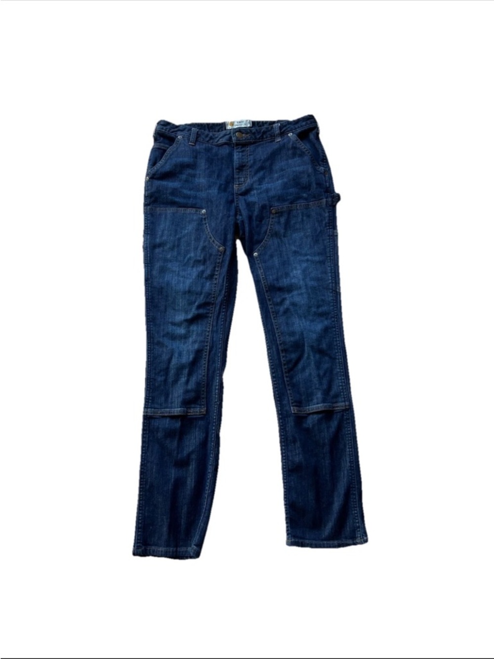 Carhartt Women's Slim Fit Straight Leg Denim Double Knee Pants Size 12 Regular